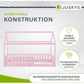 Juskys Kinderbett Marli 90 x 200 cm Kiefer massiv rosa