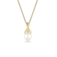 Elli Premium Perlenkette Infinity Unendlichkeit Topas 585 Gelbgold goldfarben