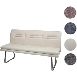 Sitzbank HWC-H70, Esszimmerbank Bank Polsterbank, R√ockenlehne Stoff/Textil Edelstahl geb√orstet ~ creme-beige 160cm