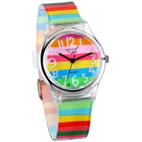 JewelryWe Junge Mädchen Armbanduhr Kinderuhr, Regenbogen LGBT Gay & Lesbian Pride Analog Quarz Uhr Lernuhr mit Silikon Armband