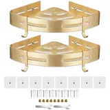 SPARES2GO Luxus-Eckregal für Dusche, Bad, Küche, Schlafzimmer (Gebürstetes Gold, 2er-Pack)
