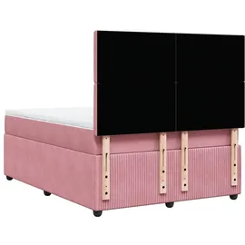 vidaXL Boxspringbett mit Matratze Rosa 140x200 cm Samt