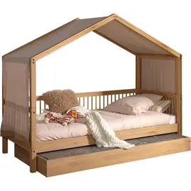 Home Affaire Hausbett HOME AFFAIRE "Eiche massiv geölt, Made in Europe, langlebige Qualität", braun (eiche natur geölt, eiche natur geölt, eiche natur geölt), B:97,5cm H:170cm L:207,5cm, Textilhimmel 100% Baumwolle, Betten, Liegefläche 90x200 cm, inkl.