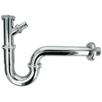 tecuro Röhrensiphon mit Geräteanschluss für Waschbecken 1 1/4 Zoll, - Edelstahl/messing