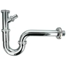 tecuro Röhrensiphon mit Geräteanschluss für Waschbecken 1 1/4 Zoll, - Edelstahl/messing