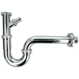 tecuro Röhrensiphon mit Geräteanschluss für Waschbecken 1 1/4 Zoll, - Edelstahl/messing