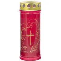 Jeka Gedenkkerze Gold Ornament 210 mm rot