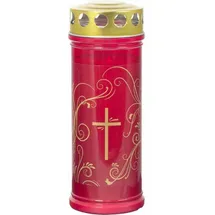 Jeka Gedenkkerze Gold Ornament 210 mm rot