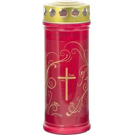 Jeka Gedenkkerze Gold Ornament 210 mm rot
