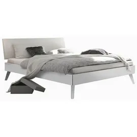 Hasena Bett Pesaro, Farbe: Buche weiss deckend, lackiert, Bezugsfarbe: Kul white, verschiedene Größen - 20 cm/20 x 200 cm