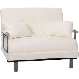 Mendler Schlafsessel HWC-K29, Klappsessel Schlafsofa Gästebett, Liegefläche 190x100cm, Stoff Bouclé (500g/m2) creme