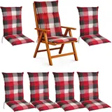 BURI Hochlehnerauflage Hochlehner Auflagen Stuhlauflagen Sitzkissen 117x49x6 Stuhlpolster, (6 St) rot