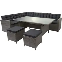 Mendler HWC-A29 Lounge-Set grau + 2 x Hocker