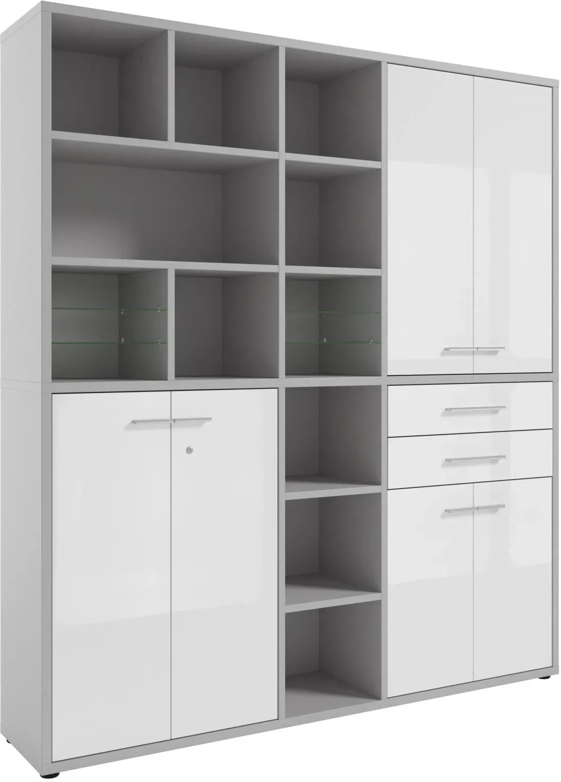 Manjana Home Office Kombination -Glas- TEXAS - B/H/T ca. 191,10x215,40x40,00