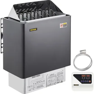Saunaofen 9 KW, Sauna Elektroherd 380 V - 415 V, Edelstahlsaunaofen, Elektrischer Saunaofen 2 Modi (Temperatur, Zeit), mit Externem Steuergerät un...