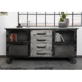 Massivmoebel24 Sideboard Mango 153x40x80 grau lackiert Heavy Industry #153