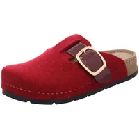 Rohde Damen Pantoffel Hausschuh Filz Clog Schnalle Memoryfußbett D.Soave 6012, Größe:40 EU, Farbe:Rot - 40