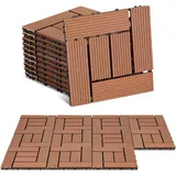 Tolletour Wpc Terrassenfliesen 99er Spar Set Für 9m2, 30x30 Cm, Braun In Holzoptik, Für Garten Balkon Bodenbelag Mit Drainage Und Klicksystem