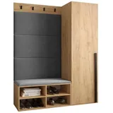 ABIKS MÖBEL Garderoben-Set MIRO Set 6, Garderobe mit gepolsterten Paneelen, Modern Design grau