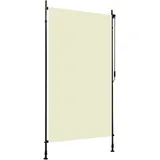Myheimly Außenrollo Handkurbel-System Balkonrollo Senkrechtmarkise Sichtschutz Beschattung Sonnenschutz Außen Rollo Balkon 120 x 270 cm Creme