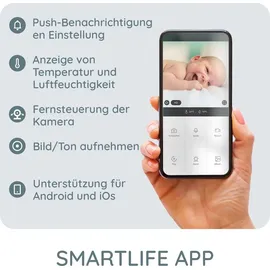 Alecto SMARTBABY10BE - WLAN-Babyphone mit Kamera, Weiß/Taupe