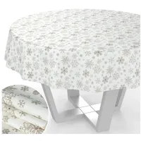 ANRO Tischdecke Weihnachten Rund 100 cm Weiß