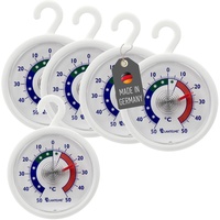 Thermometerwelt 5 Stück Kühlschrank Thermometer auch für Gefrierschrank Haken und selbstklebend Kühlschrankthermometer 4951