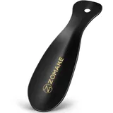 ZOMAKE Mini Schuhlöffel Klein Metall - Kurz Schuhanzieher Edelstahl Shoe Horn 19cm,Kleiner Schuhlöffel mit Wandhalterung(Schwarz)