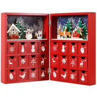 Brubaker Adventskalender Buch zum Aufstellen Holz Rot 21 x 9 x 30 cm - Rot/Weiß/Blau