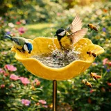 2 Stuick Gartenstecker VogelträNke Blume, Handgefertigt BienenträNke Keramik, Blumen Gartenstecker VogelträNke, BienenträNke FüR Den Garten, Gartendeko FüR DraußEn (1-D)