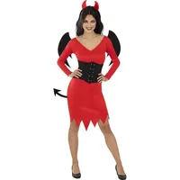 Funidelia | Teufelin Kostüm für Damen Dämonen, Teufel, Halloween, Horror - Kostüm für Erwachsene & Verkleidung für Partys, Karneval & Halloween - Größe 3XL - Rot