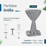 TexDeko Stehtischhusse Premium Grau Ø 70cm mit Schleifenband