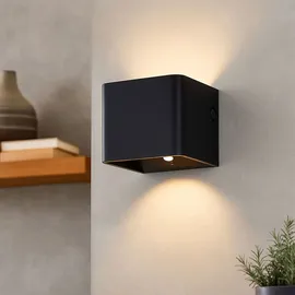 GLOBO Wandleuchte schwarz Akku Magnet USB verstellbar, 1x LED 1W 50Lm warmweiß, LxBxH 10,1x10,1x8 cm, 2er Set