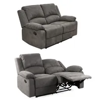 2-Sitzer-Relaxsofa Couch Liegefunktion Federkern Polster Stoff Vintage Anthrazit