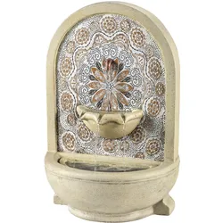Brunnen - Wand u. Standbrunnen - rund - GRC Beton - H: 54cm - Außentrafo - natur