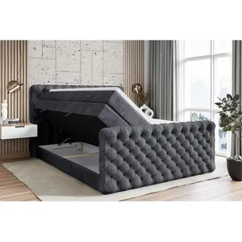 altdecor Boxspringbett Dunkelgrau, Holzwerkstoff, Höhe ca. 20 cm 140x200 cm, Schlafzimmer, Betten, Boxspringbetten