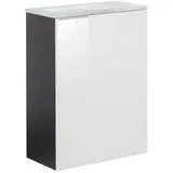 FACKELMANN Waschbeckenunterschrank Set SBC - Front lackiertes Glas Weiß - Korpus Anthrazit rechts - 45 x