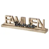Boltze Deko Schriftzug Familien-Bande, Holz Aluminium Breite 43 cm