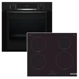 Bosch Backofen-Set EcoCleanDirect Teleskopauszug + Induktionskochfeld Booster autark 60cm