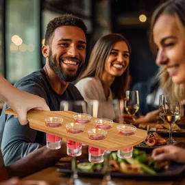 Relaxdays Schnapsbrett mit 6 Gläsern 0,04 l