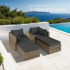 Tectake San Domino Rattan Lounge braun/grau
