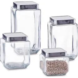 Vorratsglas ZELLER PRESENT, transparent, B:11cm L:11cm, Glas, Lebensmittelaufbewahrungsbehälter, dekorativ und praktisches Set