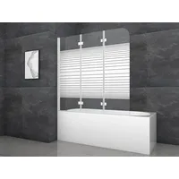 Marwell Badewannenfaltwand Pulse 3' - 3-flg, 140x140cm - Duschabtrennung in weiß mit Dekostreifen - Duschabtrennung