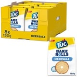 TUC Bake Rolls Meersalz 8 x 150g I Knusprige Brotchips I Knabbergebäck Chips Großpackung