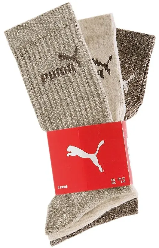 PUMA Freizeitsocken, (3 Paar), in strapazierfähiger Qualität PUMA braun 35-38