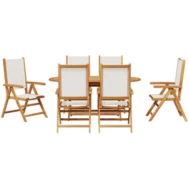 vidaXL Garten Essgruppe 7 pcs Cremeweiß Akazie Massivholz