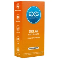 EXS Delay Kondome | Naturlatex & Silikon geschmiert | Vegan | 12 Stück