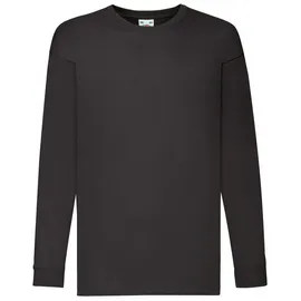 FRUIT OF THE LOOM KIDS VALUEWEIGHT LONG SLEEVE T - Kinder langarm Shirt mit Rundhalsausschnitt, schwarz, 116