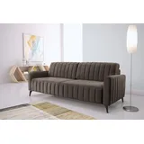 exxpo - sofa fashion Schlafcouch Mikrovelours 3-Sitzer Braun
