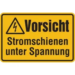 Warnschild, Vorsicht Stromschienen unter Spannung, 200 x 300 mm, Kunststoff - 300x200x1.5 mm Kunststoff